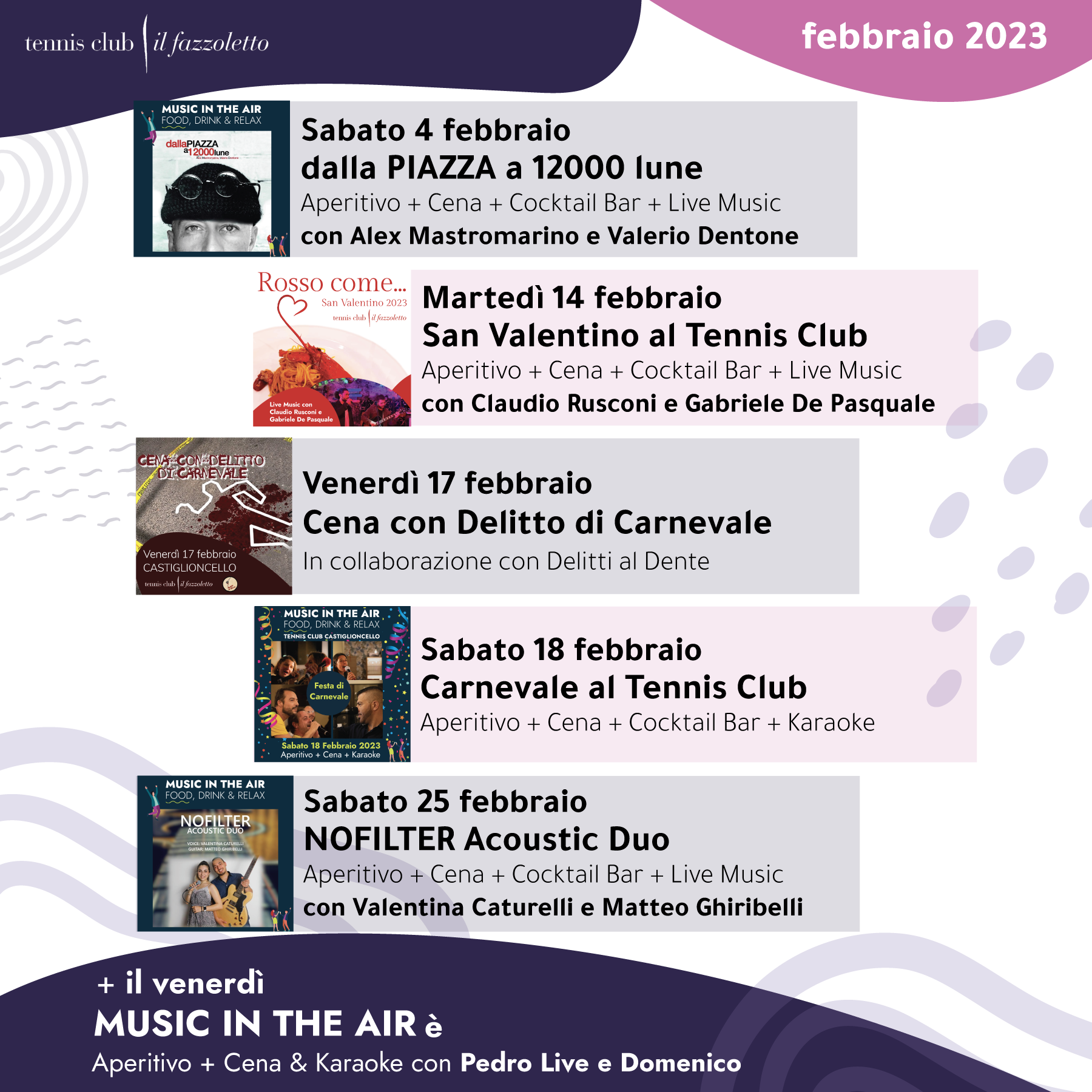 Eventi febbraio 2023 Tennis Club Castiglioncello