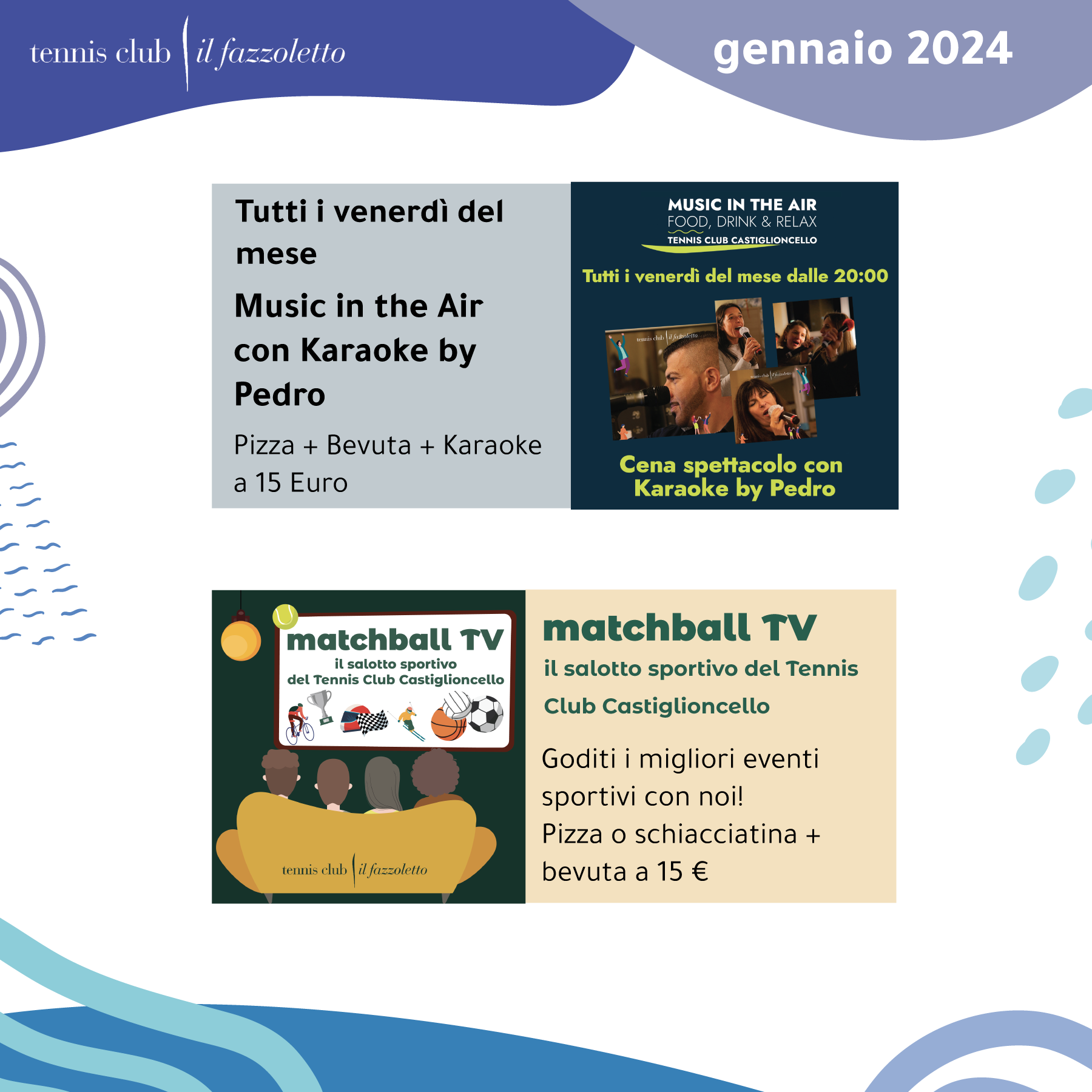 Eventi gennaio 2024 Tennis Club Castiglioncello